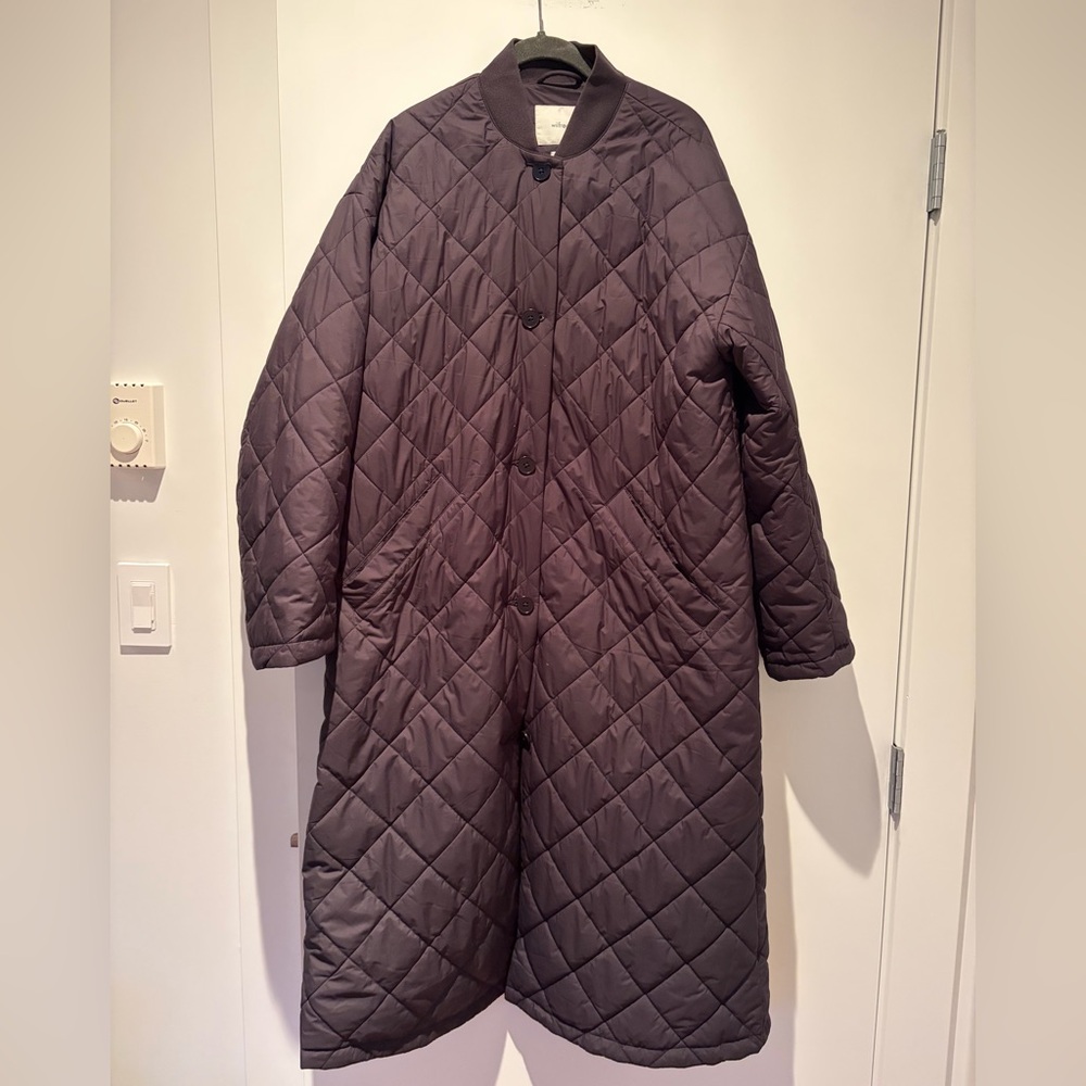 Aritzia Wilfred quilted long jacket black